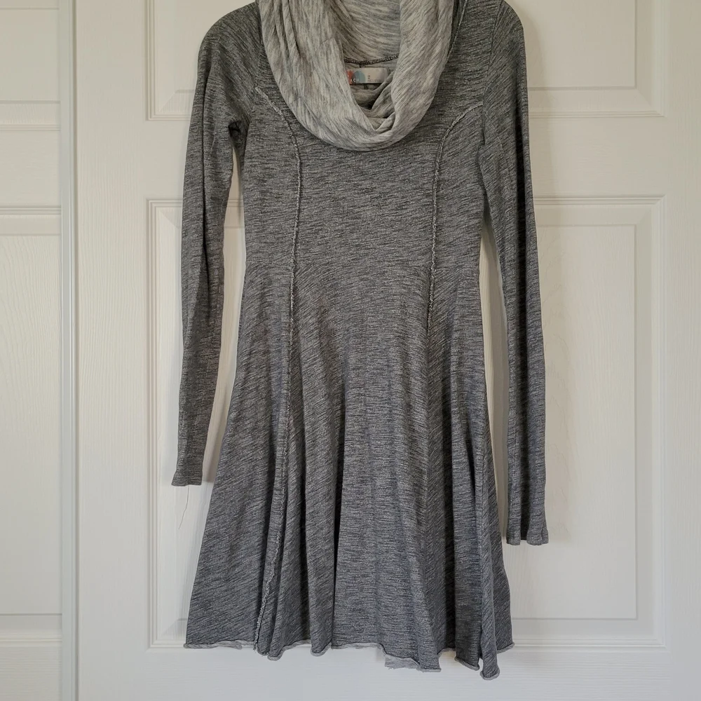 Free People Charcoal Long Sleeve Dress with Hood - Picture 5 of 8